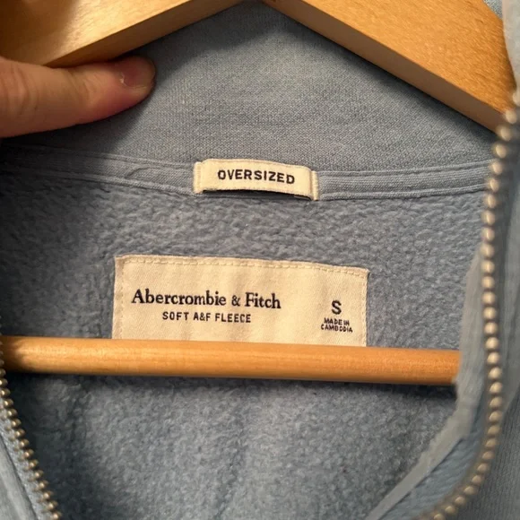 Abercrombie & Fitch Oversized Blue Quarter-Zip Sweater Men’s Small - Picture 3 of 3